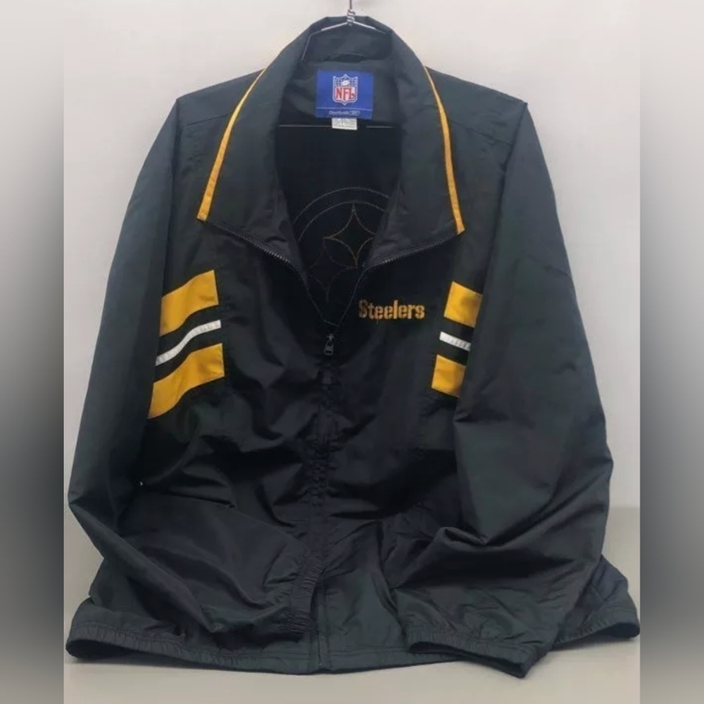 Reebok Pittsburg Steelers Windbreaker Laser Logo Jacket Size XL Like New - Picture 1 of 3